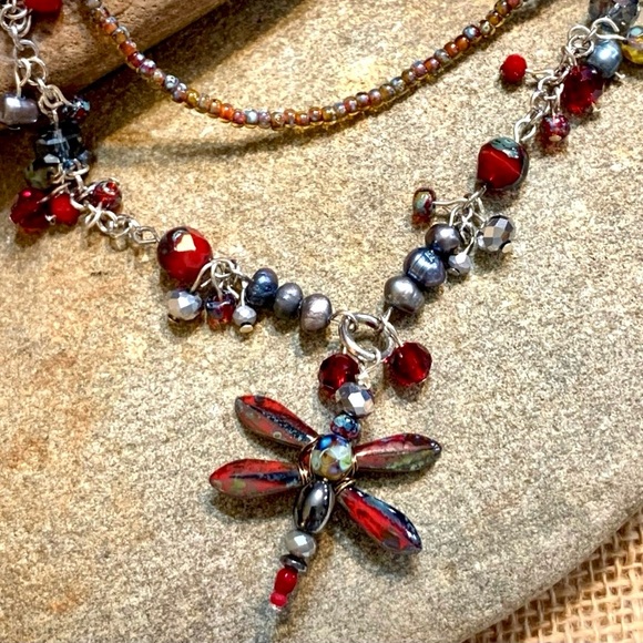 Czech Glass Dragonfly Necklace Duo - Picture 4 of 7